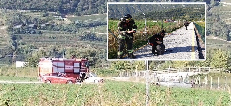 Mattarello, guasto al motore in fase di decollo, un aereo si schianta contro le reti a bordo pista